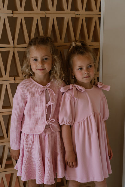 Navy Natural – Fransje Bow Dress Pink Rib