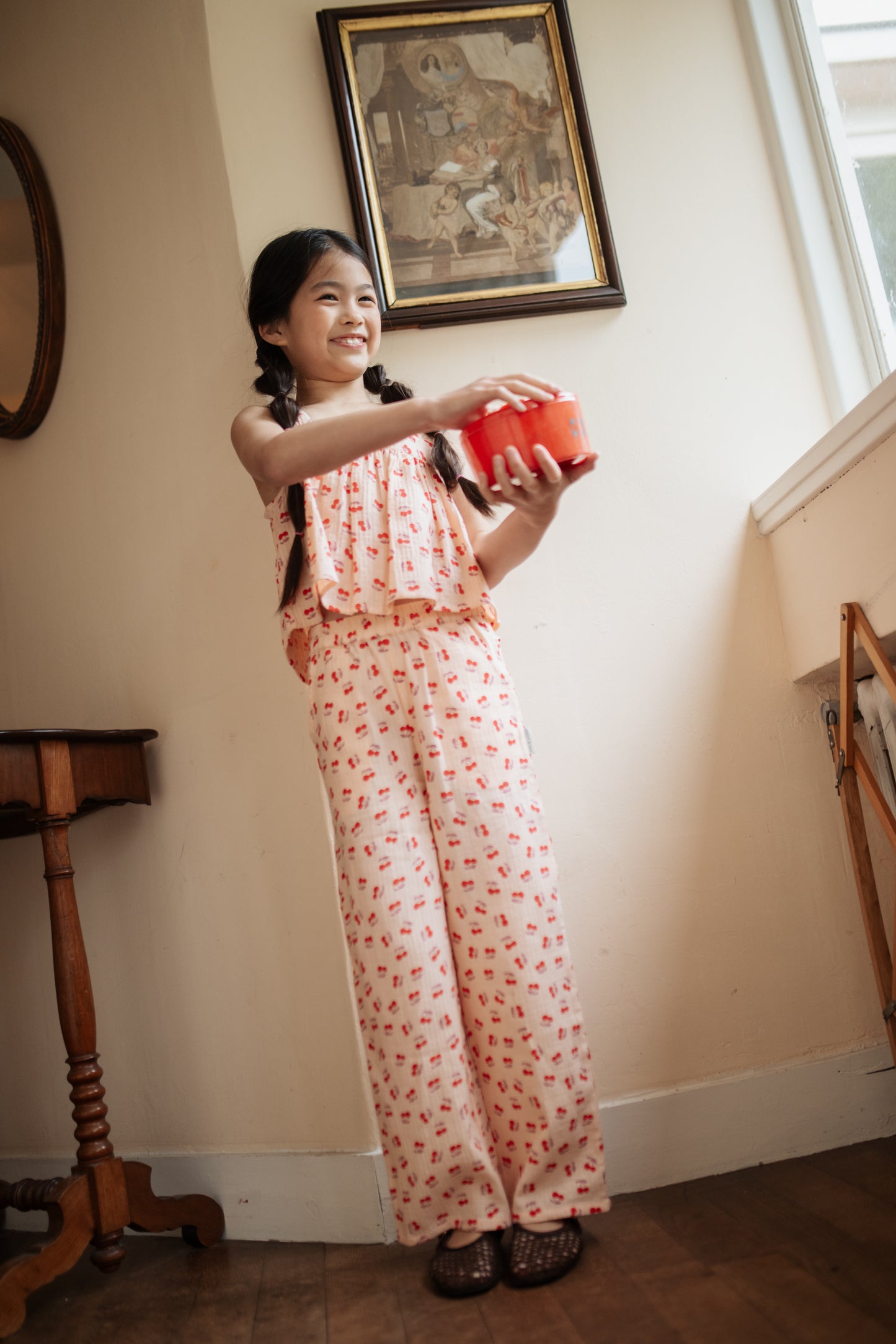 Petit Blush - Meisjes Wide Leg Pants | Cherry AOP