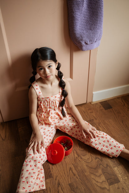 Petit Blush - Meisjes Wide Leg Pants | Cherry AOP