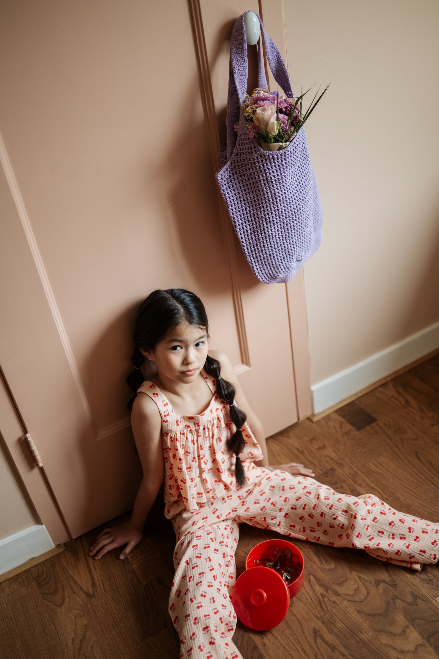 Petit Blush - Meisjes Wide Leg Pants | Cherry AOP