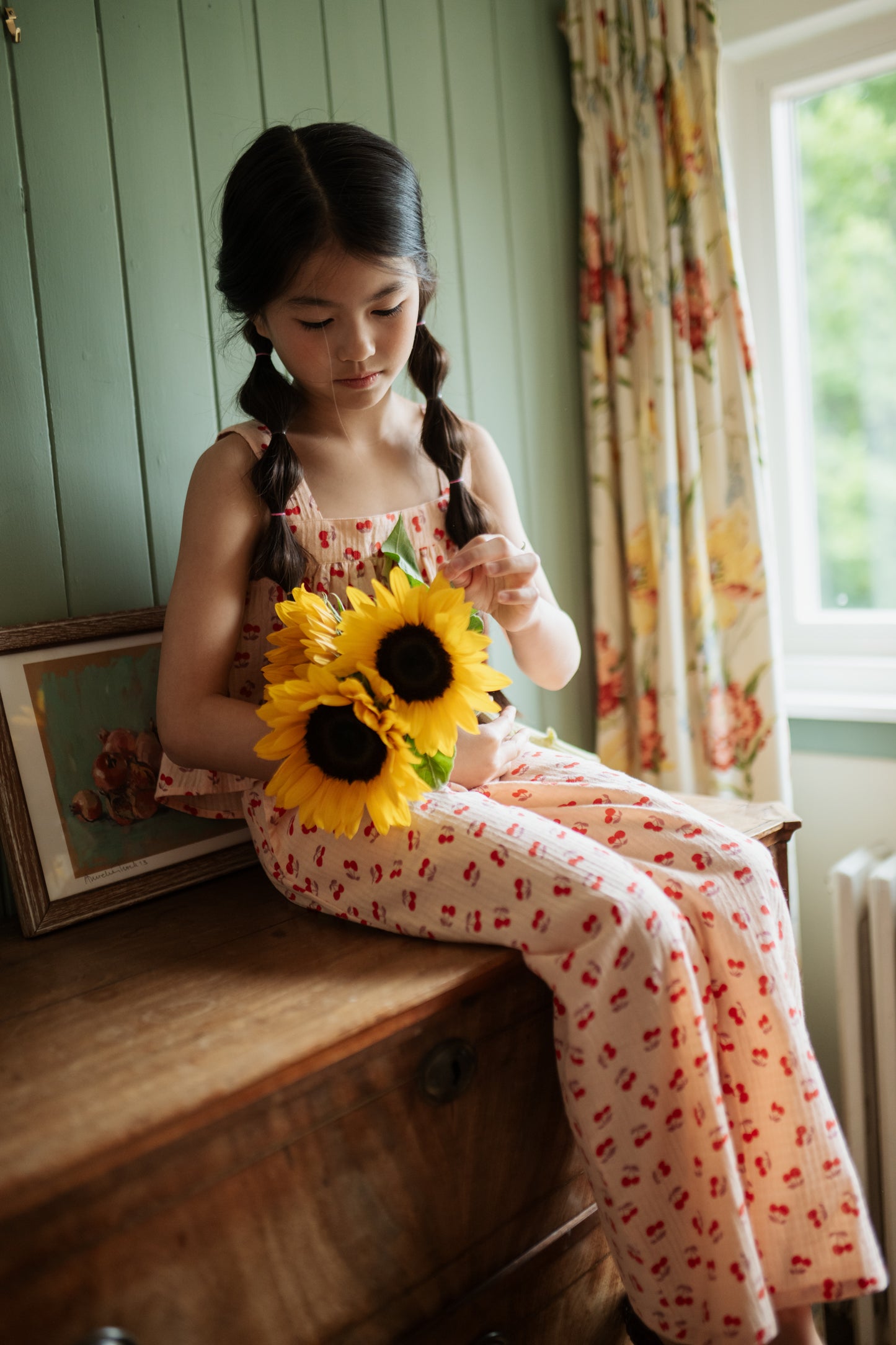 Petit Blush - Meisjes Wide Leg Pants | Cherry AOP