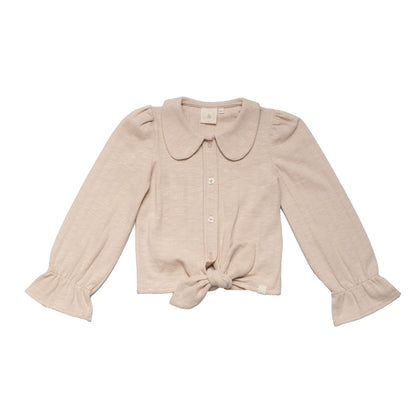 Navy Natural Faye blouse crème broderie