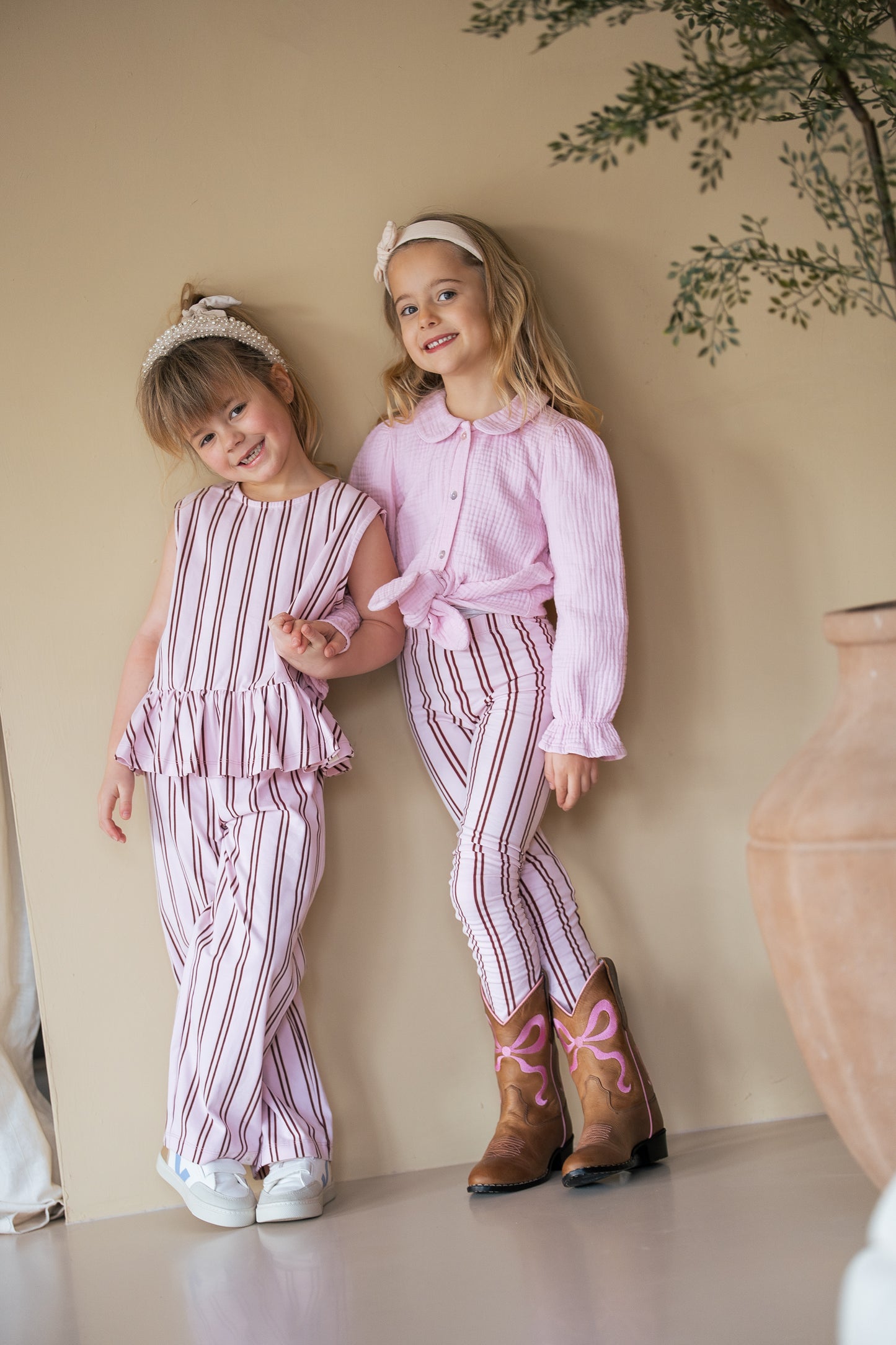 Navy Natural – Wide Leg Pink Stripe