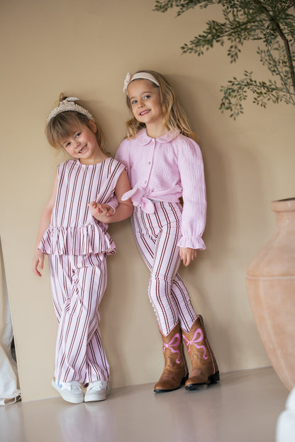 Navy Natural – Wide Leg Pink Stripe