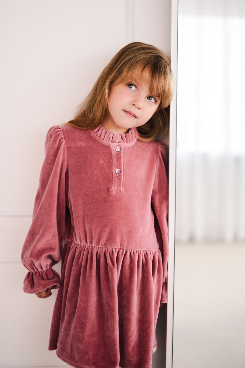 Navy Natural - Madee jurk rose velvet