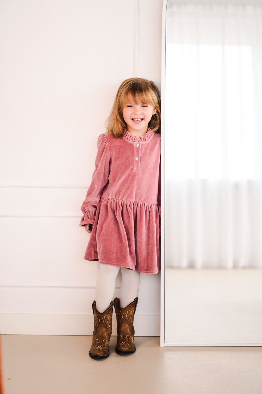 Navy Natural - Madee jurk rose velvet