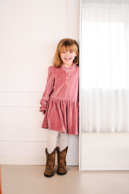 Navy Natural - Madee jurk rose velvet