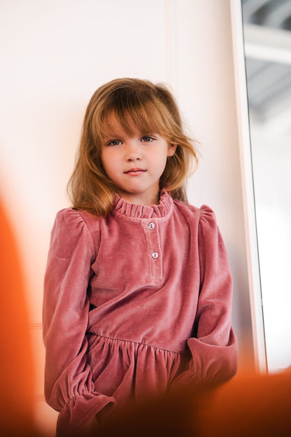 Navy Natural - Madee jurk rose velvet