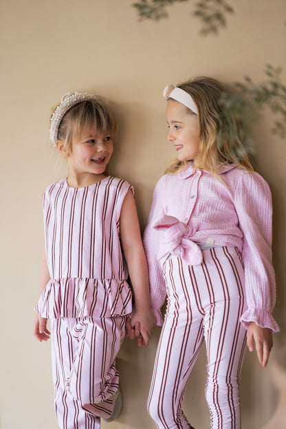 Navy Natural – Wide Leg Pink Stripe