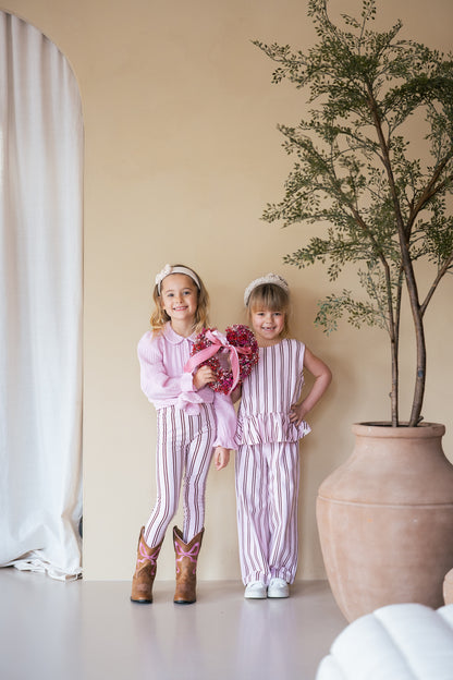 Navy Natural – Wide Leg Pink Stripe