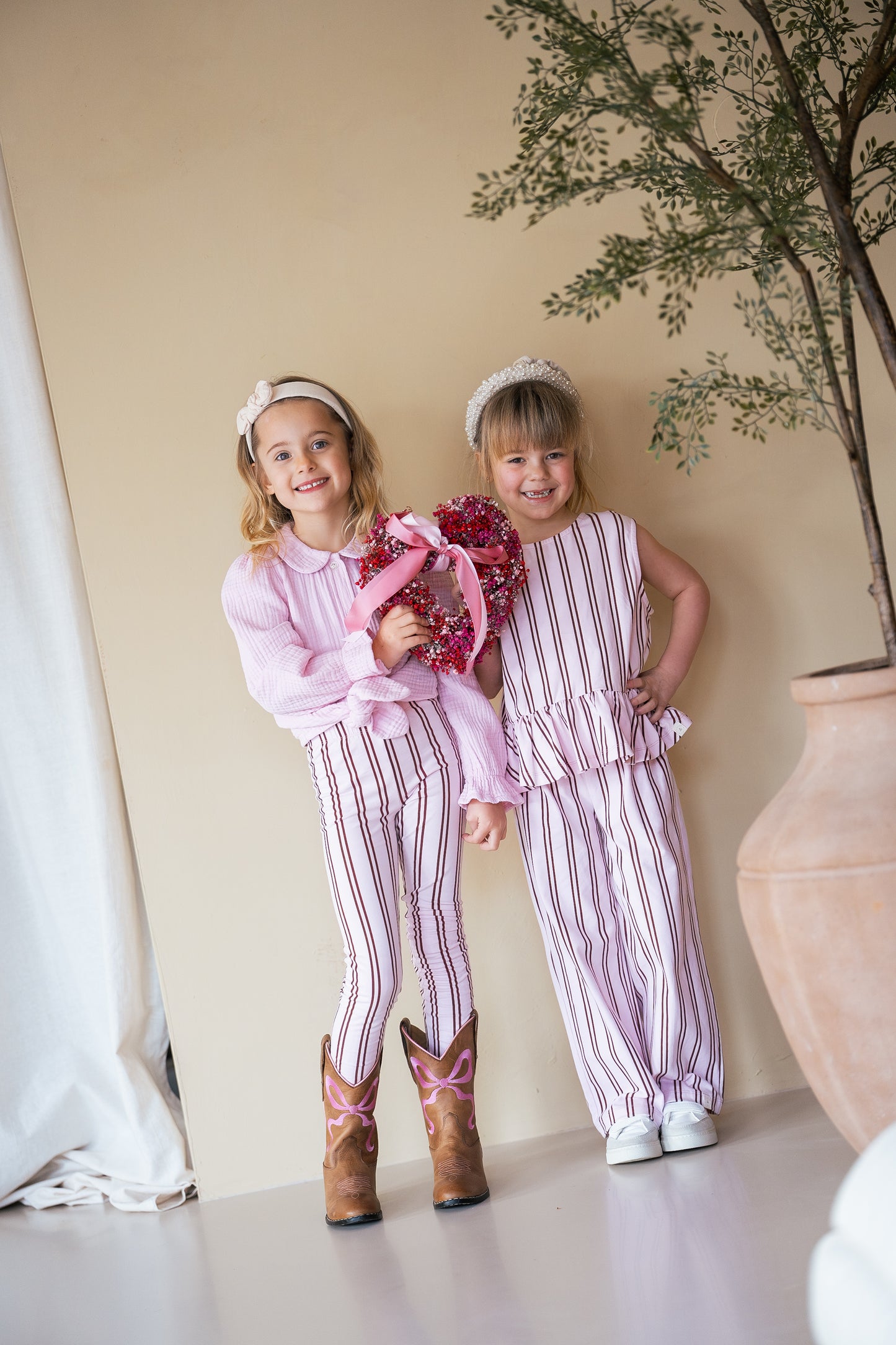 Navy Natural – Wide Leg Pink Stripe