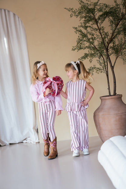 Navy Natural – Wide Leg Pink Stripe