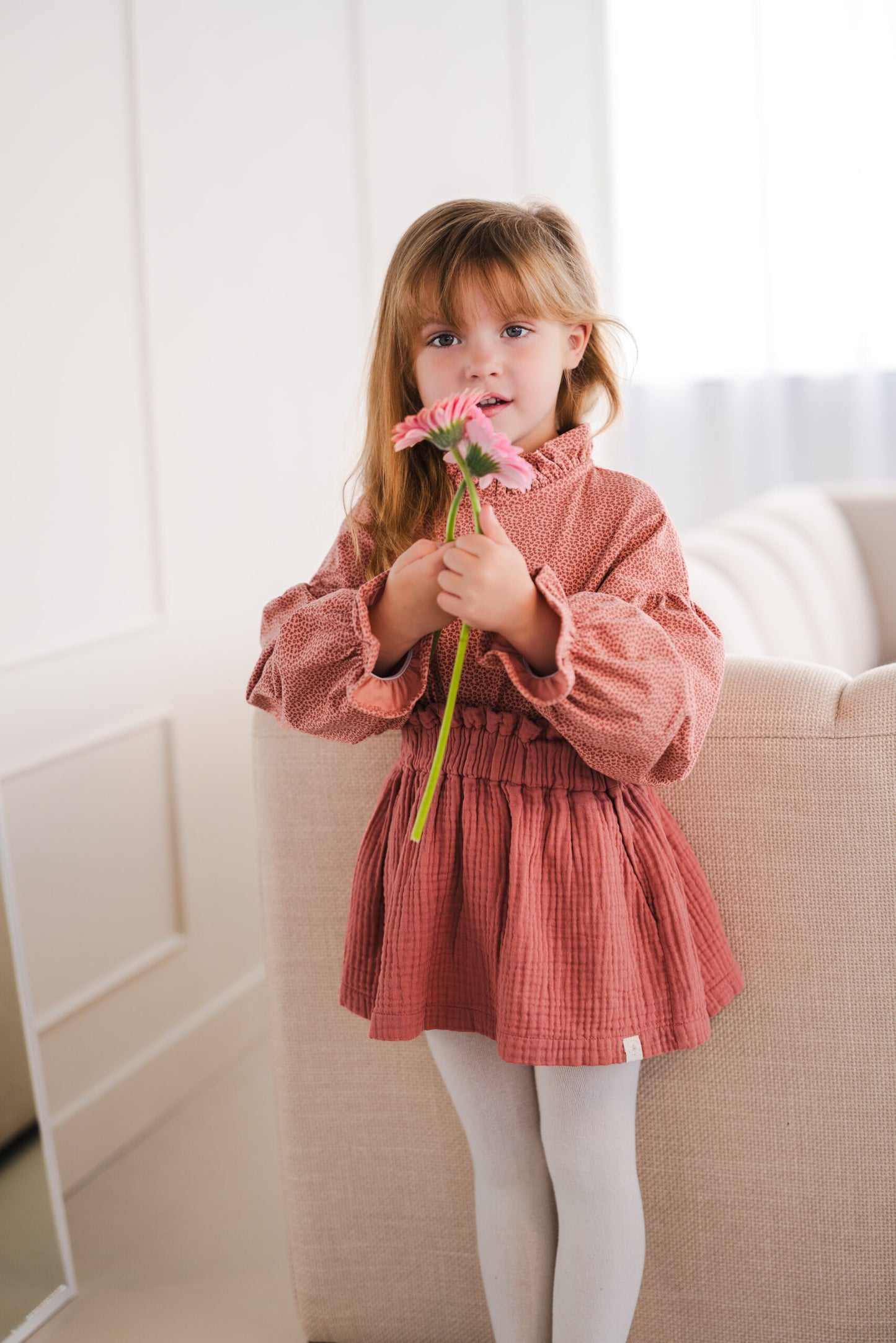 Navy Natural - Tilda Blouse Brick Leopard