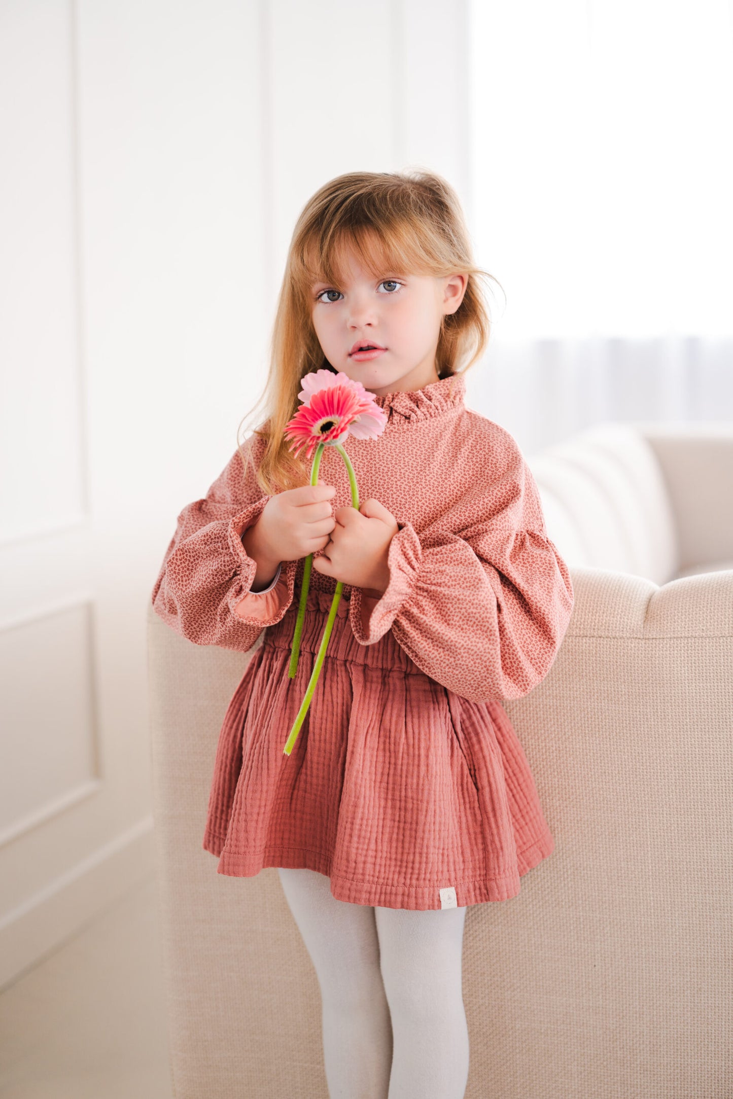 Navy Natural - Tilda Blouse Brick Leopard