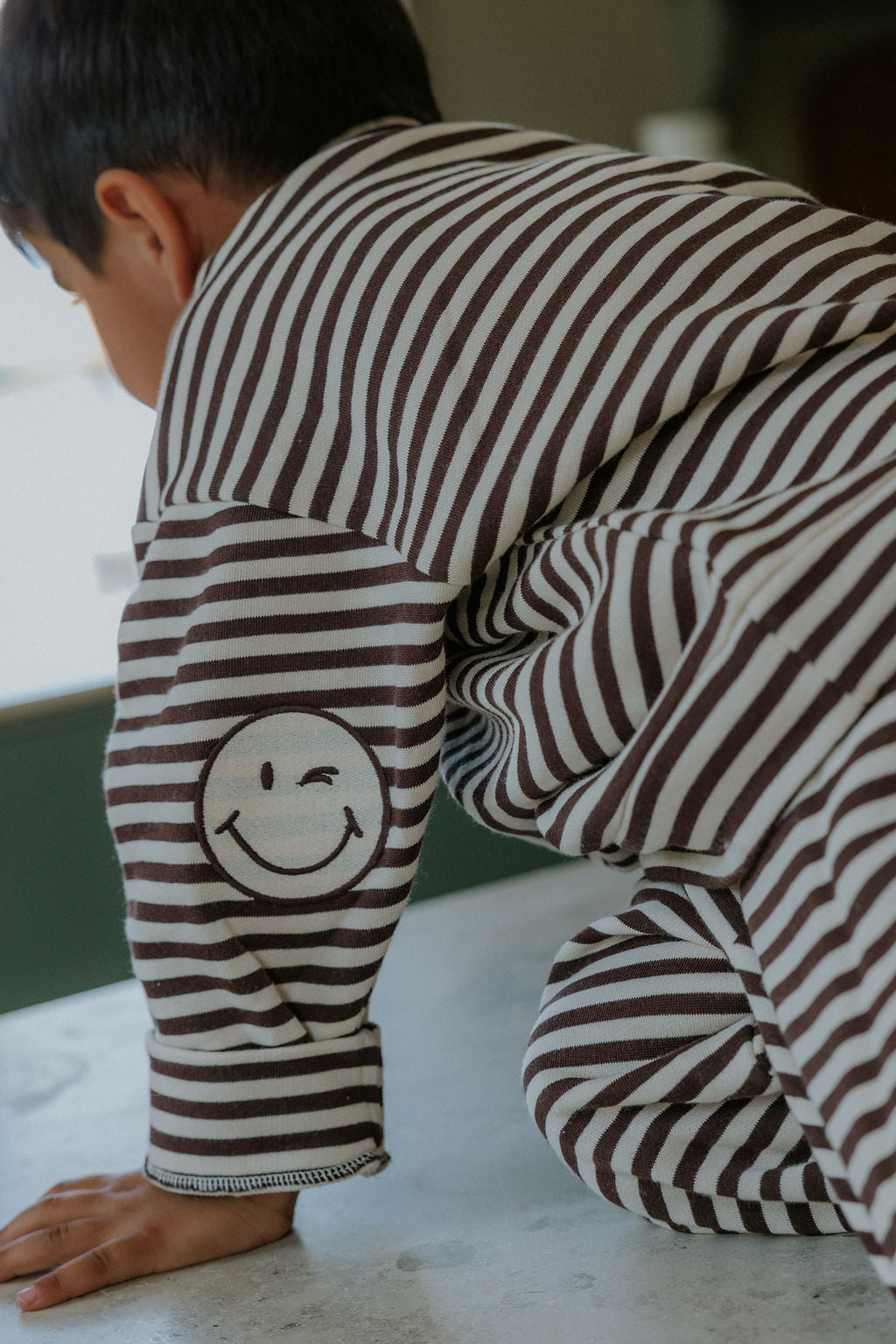 Fliink - Alvin LS Stripe Sweatshirt | Coffee Bean / Sandshell
