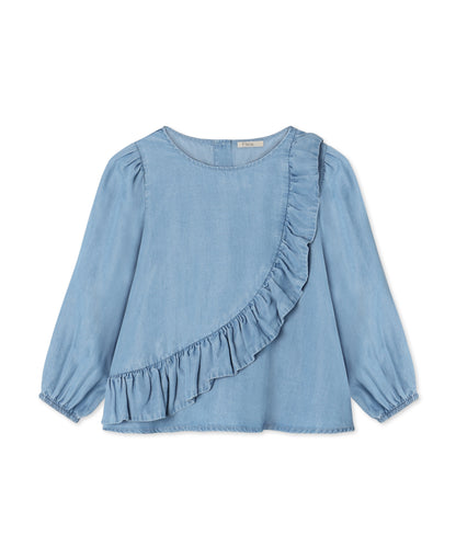 Fliink - Helene LS blouse Medium Denim Blue