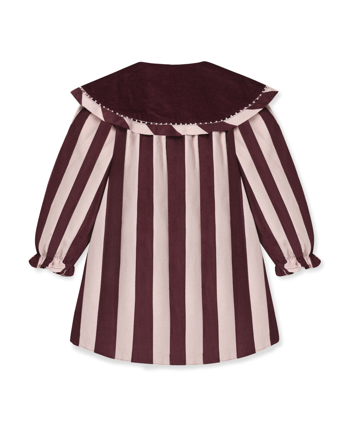 Fliink - Dolly Stripe Collar Dress | Smoke Rose / Burgundy Stripe
