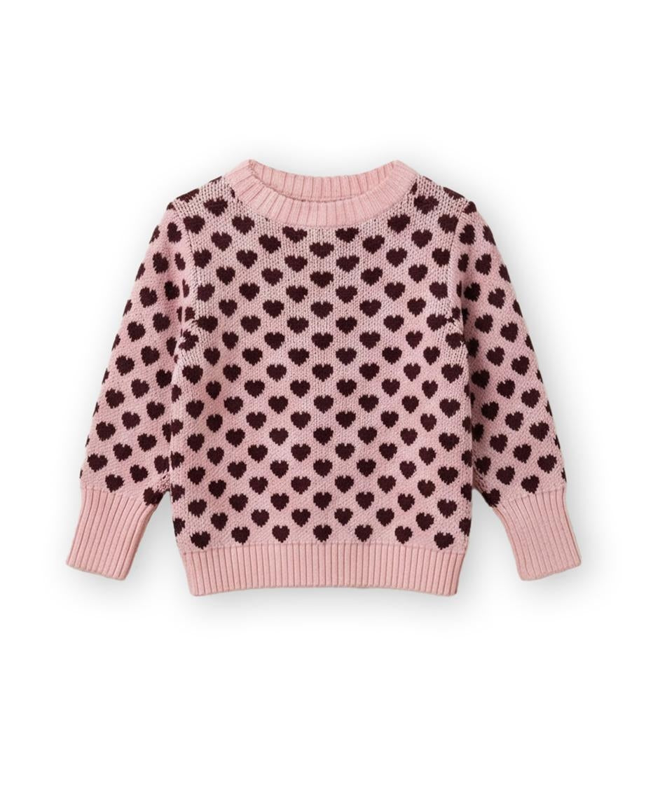 Fliink - Janie Cashmere Heart Trui | Smoke Rose / Burgundy