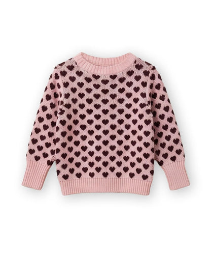 Fliink - Janie Cashmere Heart Trui | Smoke Rose / Burgundy