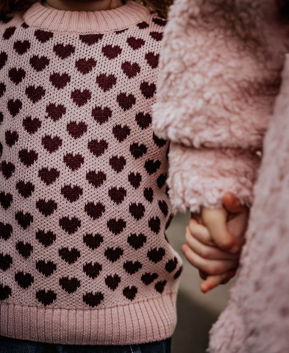 Fliink - Janie Cashmere Heart Trui | Smoke Rose / Burgundy