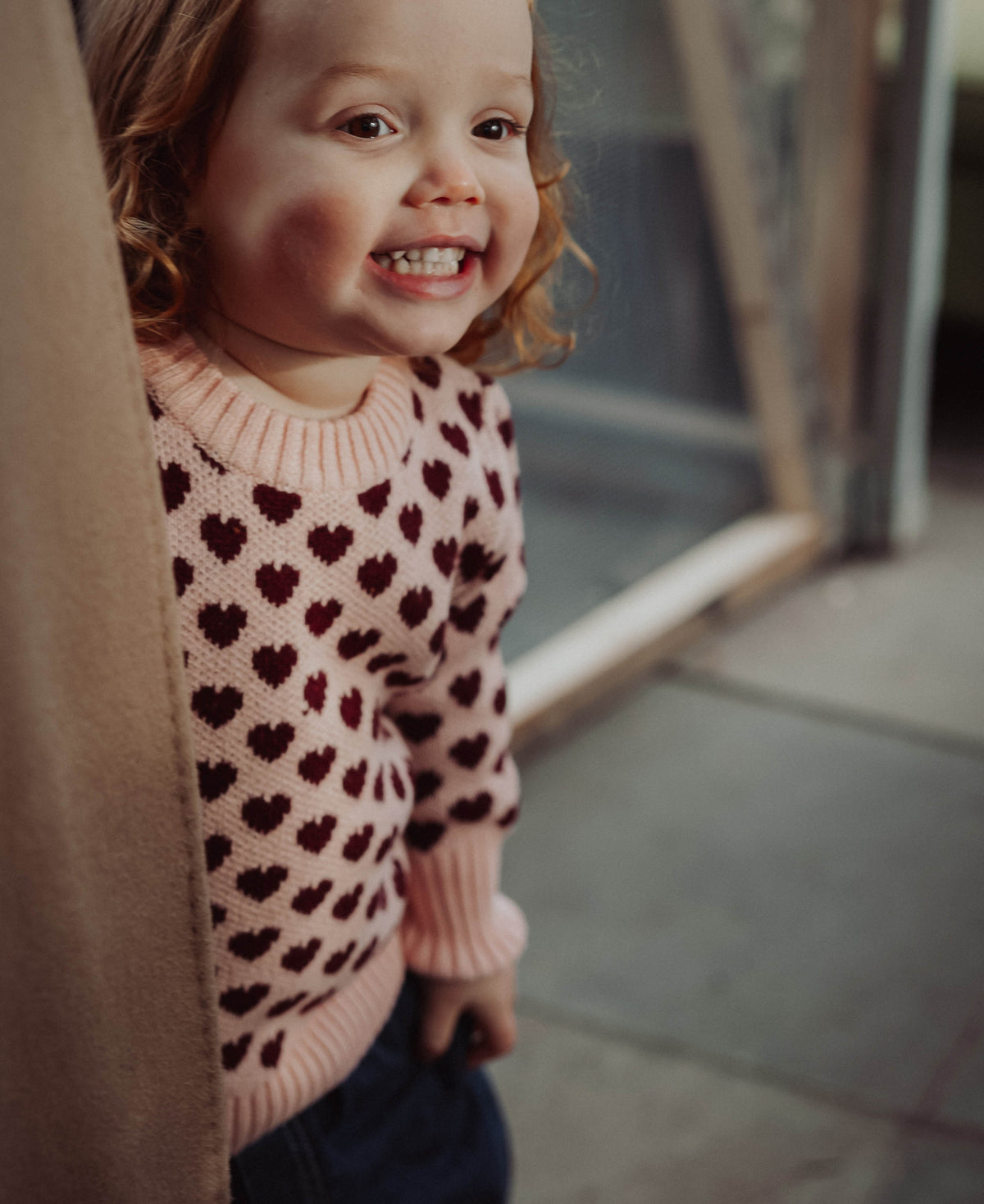 Fliink - Janie Cashmere Heart Trui | Smoke Rose / Burgundy