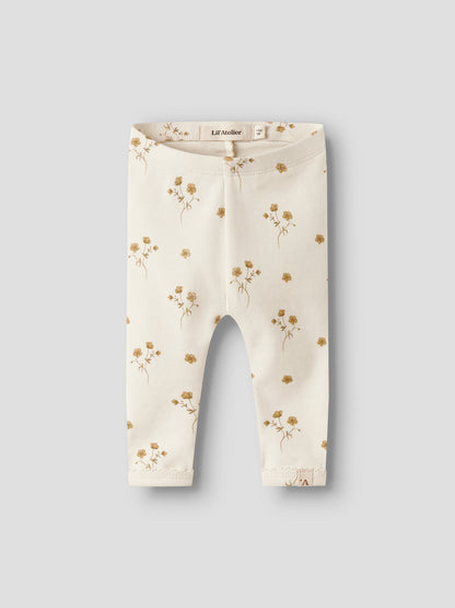 Lil' Atelier - Baby Broek NBFLAYO SIN Slim Leggings | Coconut Milk Flower Yellow