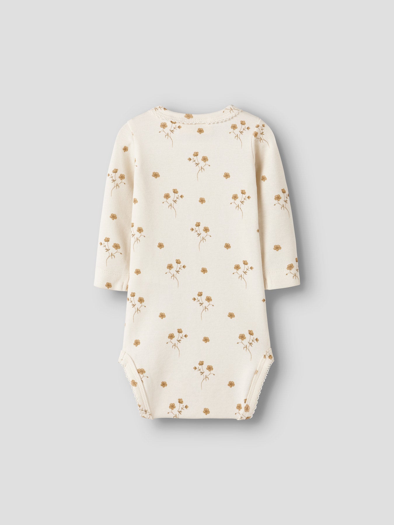 Lil' Atelier - Baby Romper NBFLAYO SIG LS Slim Body | Coconut Milk Flower Yellow
