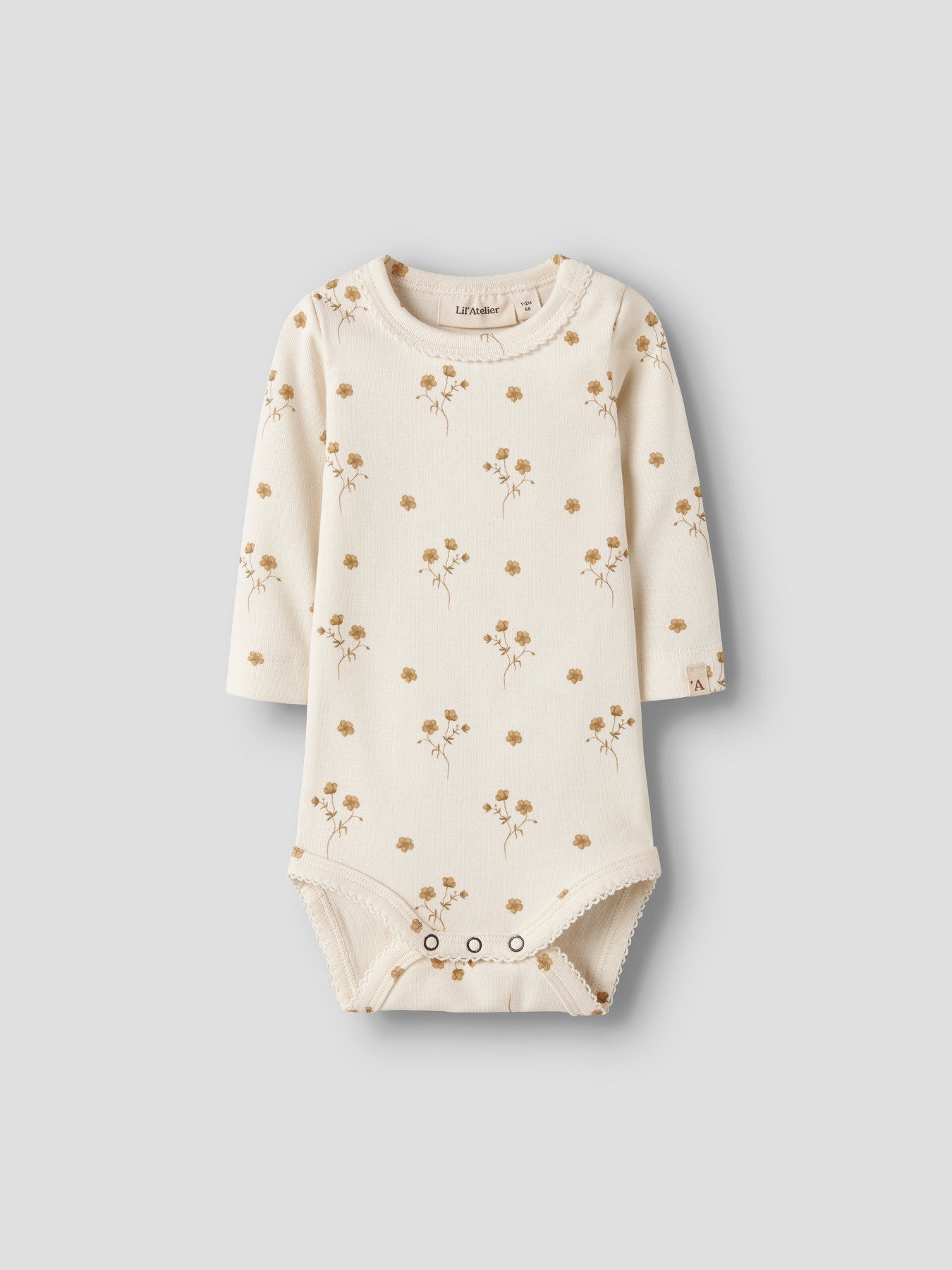 Lil' Atelier - Baby Romper NBFLAYO SIG LS Slim Body | Coconut Milk Flower Yellow