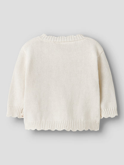 Lil' Atelier - Baby Vest NBFDOLA LS Knit Cardigan | Coconut Milk