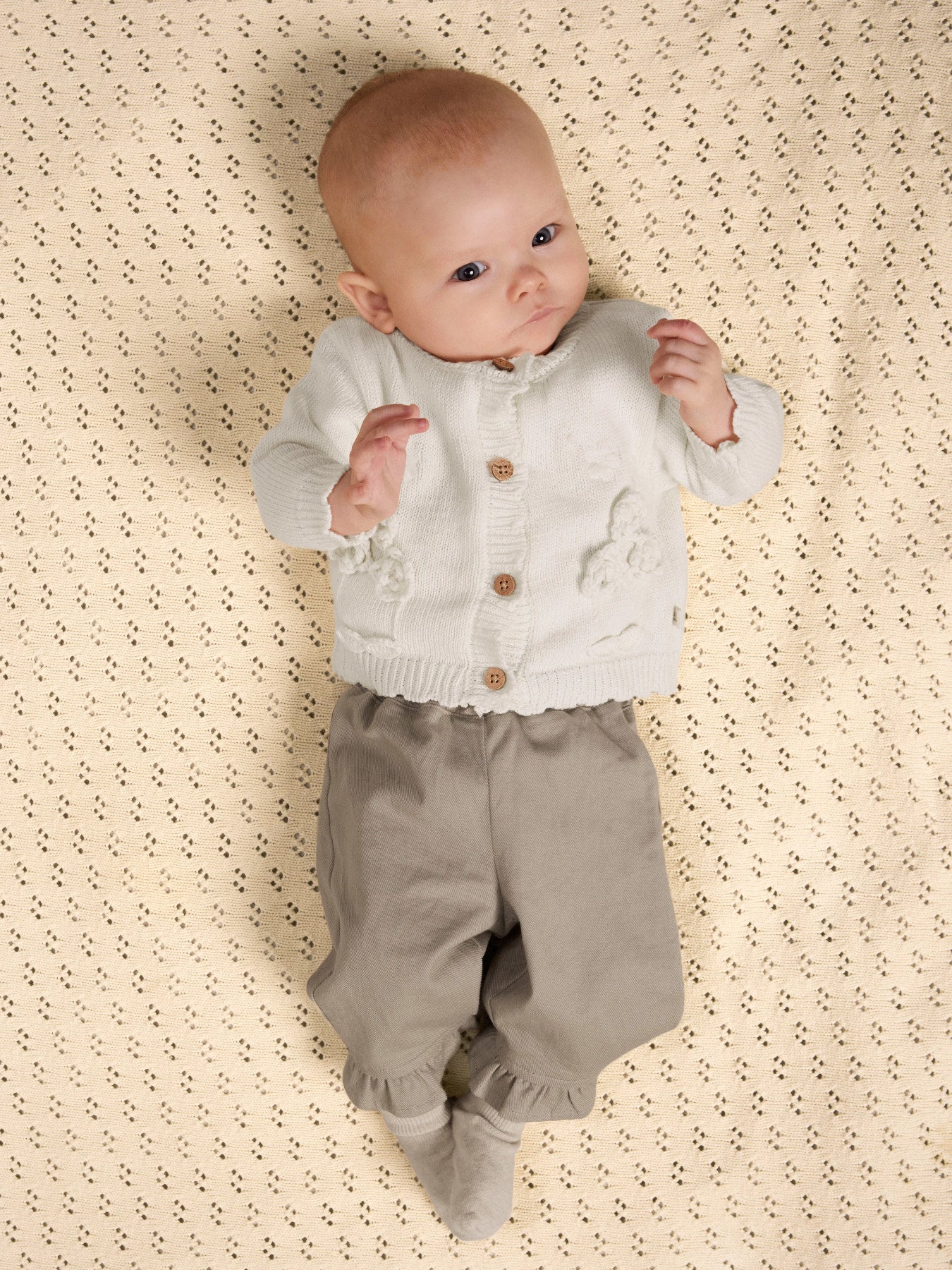 Lil' Atelier - Baby Vest NBFDOLA LS Knit Cardigan | Coconut Milk