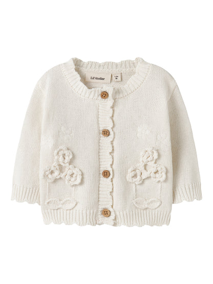 Lil' Atelier - Baby Vest NBFDOLA LS Knit Cardigan | Coconut Milk