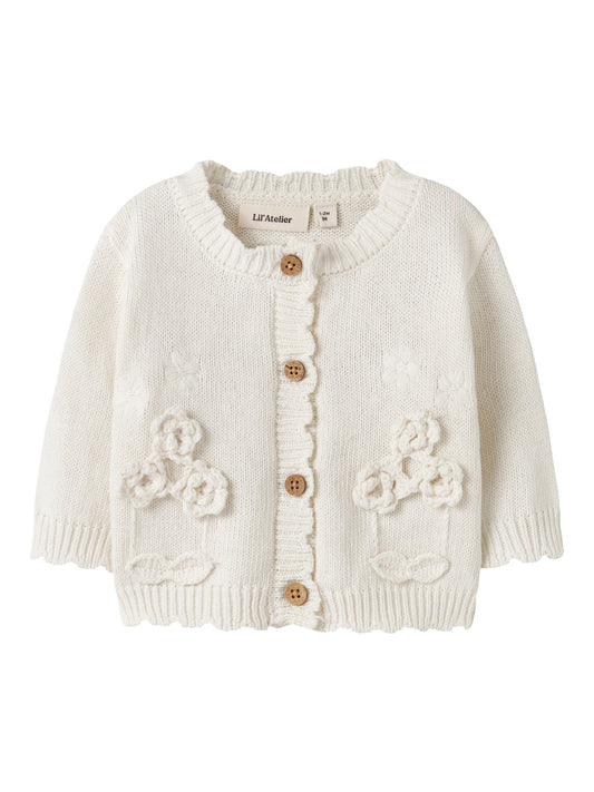 Lil' Atelier - Baby Vest NBFDOLA LS Knit Cardigan | Coconut Milk