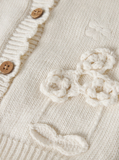 Lil' Atelier - Baby Vest NBFDOLA LS Knit Cardigan | Coconut Milk