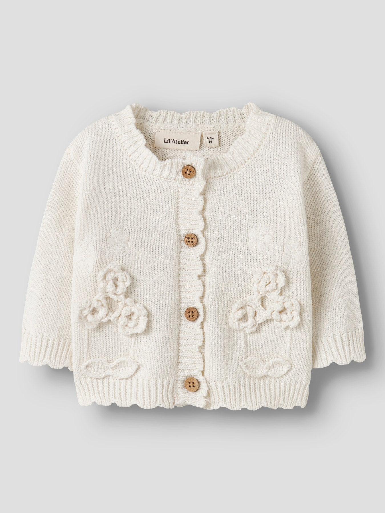 Lil' Atelier - Baby Vest NBFDOLA LS Knit Cardigan | Coconut Milk