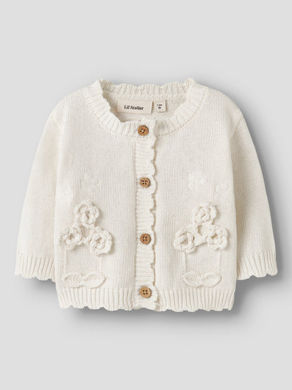 Lil' Atelier - Baby Vest NBFDOLA LS Knit Cardigan | Coconut Milk