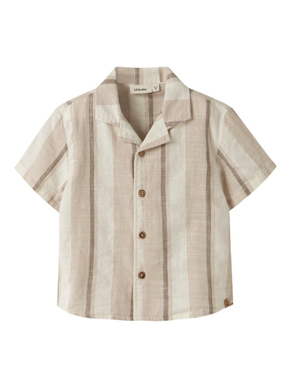 Lil’ Atelier -  MINI Jongens NMMFIBERT SS Loose Shirt | Coconut Milk