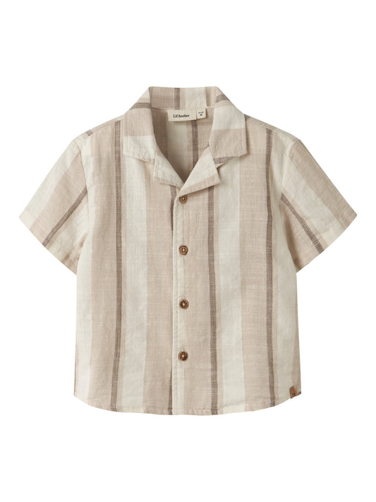 Lil’ Atelier -  MINI Jongens NMMFIBERT SS Loose Shirt | Coconut Milk
