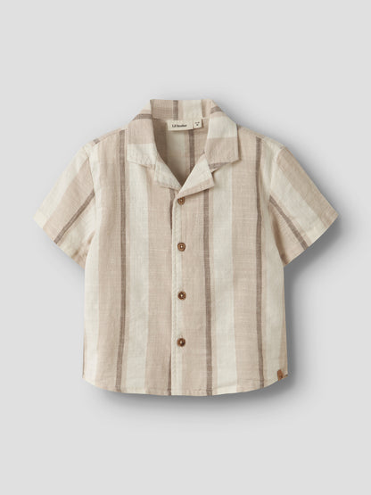 Lil’ Atelier -  MINI Jongens NMMFIBERT SS Loose Shirt | Coconut Milk