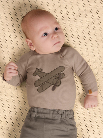 Lil' Atelier - Baby Romper NBMHALLI HIS LS Body | Oxford Tan