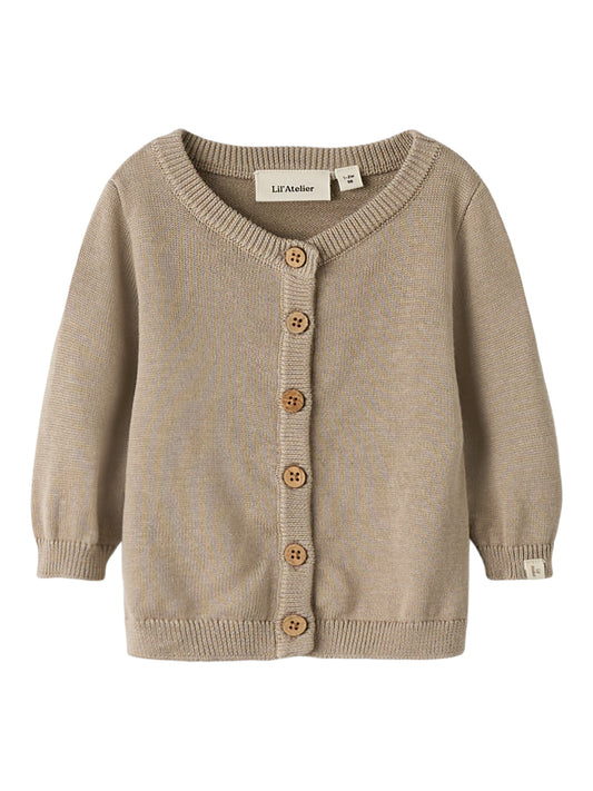 Lil’ Atelier - NBNDUNO LS Knit Cardigan Baby Vest | Oxford Tan