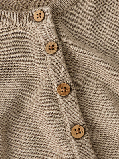 Lil’ Atelier - NBNDUNO LS Knit Cardigan Baby Vest | Oxford Tan