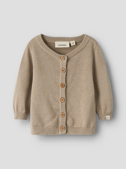 Lil’ Atelier - NBNDUNO LS Knit Cardigan Baby Vest | Oxford Tan