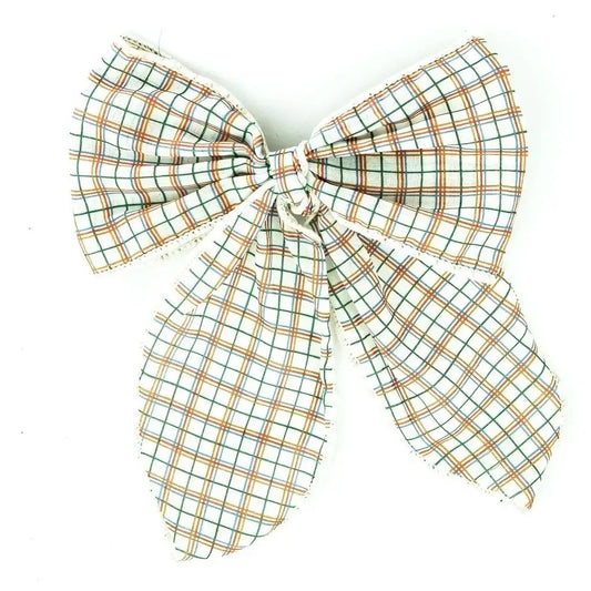 Medium haarstrik Wit Plaid