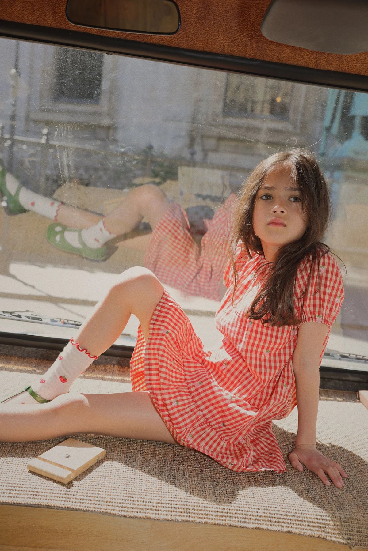 Flöss - Molly Pineberry Dress Red Pink Berry Gingham voor Baby’s en Meisjes
