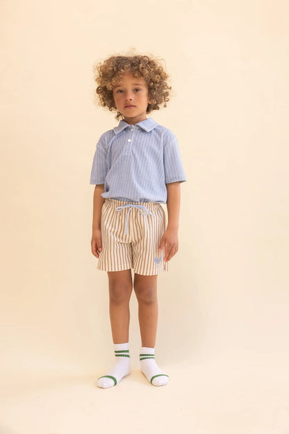 Flöss - Nohr Shorts Light Brown Stripe voor Baby’s en Jongens