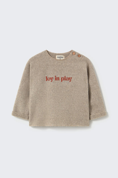 Cozmo - GANTE Joy in Play Baby Sweater | Soft Bamboo | Stone