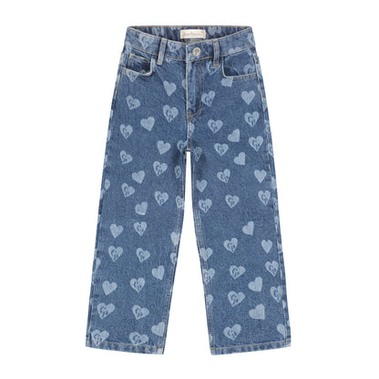 Charlie Petite - Isae Jeans | Medium Blue | Kinderjeans met Hartjesprint