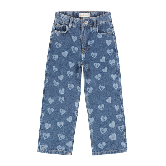 Charlie Petite - Isae Jeans | Medium Blue | Kinderjeans met Hartjesprint