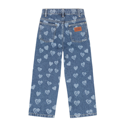 Charlie Petite - Isae Jeans | Medium Blue | Kinderjeans met Hartjesprint
