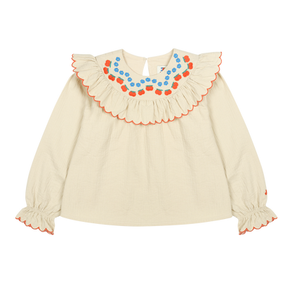 Jelly Mallow – Apple Flower Ruffle Blouse Beige